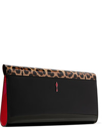 Pochette en cuir imprimée léopard noire Christian Louboutin