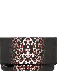 Pochette en cuir imprimée léopard rouge et noir