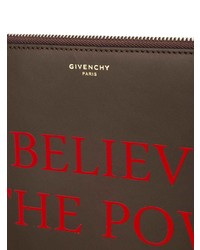 Pochette en cuir imprimée marron foncé Givenchy