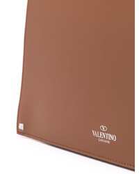 Pochette en cuir imprimée marron Valentino