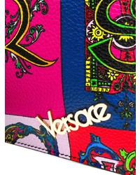 Pochette en cuir imprimée multicolore Versace
