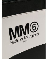 Pochette en cuir imprimée noire et blanche MM6 MAISON MARGIELA