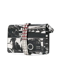 Pochette en cuir imprimée noire et blanche Prada