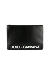 Pochette en cuir imprimée noire et blanche Dolce & Gabbana