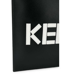 Pochette en cuir imprimée noire et blanche Kenzo