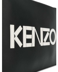 Pochette en cuir imprimée noire et blanche Kenzo