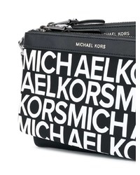 Pochette en cuir imprimée noire et blanche MICHAEL Michael Kors