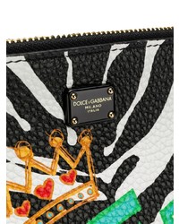 Pochette en cuir imprimée noire et blanche Dolce & Gabbana