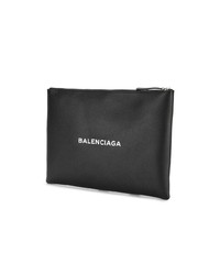 Pochette en cuir imprimée noire et blanche Balenciaga