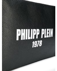 Pochette en cuir imprimée noire et blanche Philipp Plein