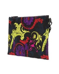 Pochette en cuir imprimée noire Versace