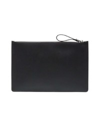 Pochette en cuir imprimée noire Valentino