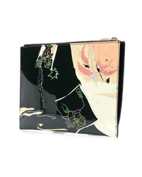 Pochette en cuir imprimée noire Emilio Pucci