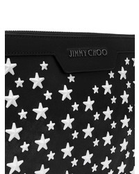 Pochette en cuir imprimée noire Jimmy Choo