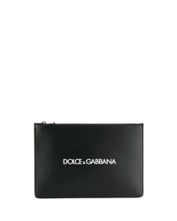 Pochette en cuir imprimée noire Dolce & Gabbana