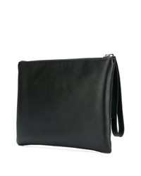 Pochette en cuir imprimée noire Valentino