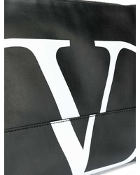 Pochette en cuir imprimée noire Valentino