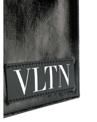 Pochette en cuir imprimée noire Valentino