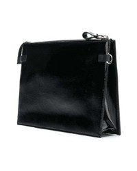 Pochette en cuir imprimée noire Valentino