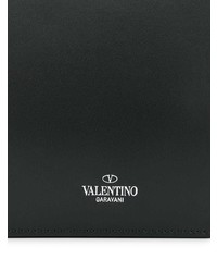 Pochette en cuir imprimée noire Valentino
