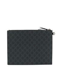 Pochette en cuir imprimée noire Gucci