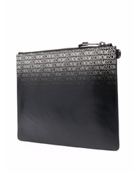 Pochette en cuir imprimée noire Moschino