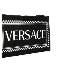 Pochette en cuir imprimée noire Versace