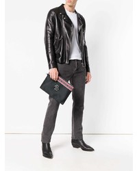 Pochette en cuir imprimée noire Philipp Plein