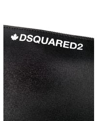 Pochette en cuir imprimée noire DSQUARED2