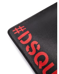 Pochette en cuir imprimée noire DSQUARED2