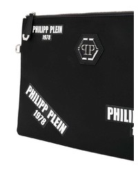 Pochette en cuir imprimée noire Philipp Plein