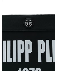 Pochette en cuir imprimée noire Philipp Plein