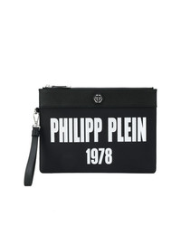 Pochette en cuir imprimée noire Philipp Plein
