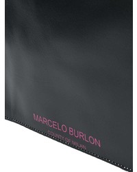 Pochette en cuir imprimée noire Marcelo Burlon County of Milan