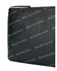 Pochette en cuir imprimée noire Balenciaga