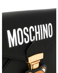 Pochette en cuir imprimée noire Moschino