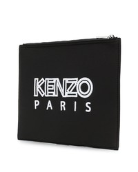 Pochette en cuir imprimée noire Kenzo