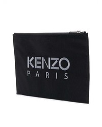 Pochette en cuir imprimée noire Kenzo