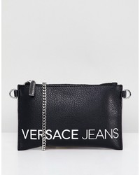 Pochette en cuir imprimée noire Versace Jeans