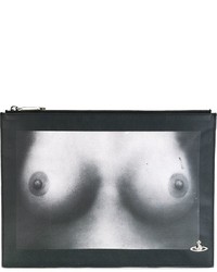 Pochette en cuir imprimée noire Vivienne Westwood