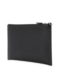 Pochette en cuir imprimée noire Prada