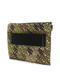 Pochette en cuir imprimée olive Burberry