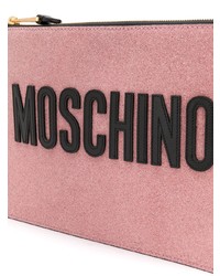 Pochette en cuir imprimée rose Moschino