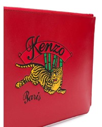 Pochette en cuir imprimée rouge Kenzo