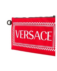 Pochette en cuir imprimée rouge Versace