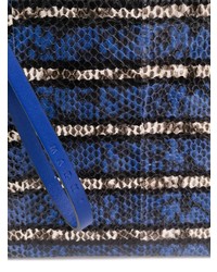 Pochette en cuir imprimée serpent bleu marine Marni