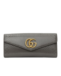 Pochette en cuir imprimée serpent gris foncé Gucci