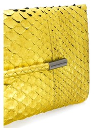 Pochette en cuir imprimée serpent jaune Tom Ford