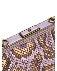 Pochette en cuir imprimée serpent violet clair Bottega Veneta