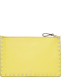 Pochette en cuir jaune Valentino